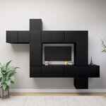 vidaXL Ensemble de meubles TV 10 Pièces Noir Bois d'ingénierie