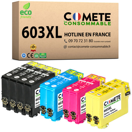 COMETE  Marque Française - 603XL -pack de 10 Cartouches d'encre Compatibles Epson 603 XL Etoile de Mer - pour Cartouche epson XP 2100 XP 2105 (4 Noirs 2 Cyan 2 Magenta 2 Jaunes)-Livraison Gratuite