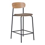 2 chaises de bar dossier en bois assise marron avec pieds noirs