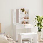 vidaXL Coiffeuse avec miroir blanc 74 5x40x141 cm