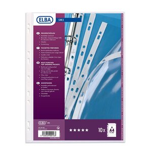 Sachet de 10 Pochettes perforées SM3 A4 PVC 0,10 mm Lisse ELBA