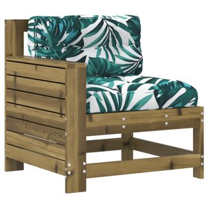 vidaXL Canapé de jardin accoudoir avec coussin bois de pin imprégné