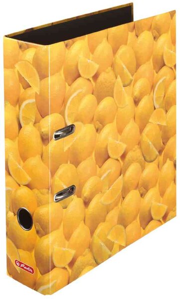 Classeur à levier maX.file A4 pélliculé Brillant motif Citrons HERLITZ