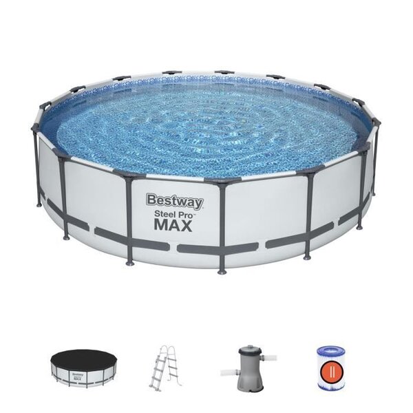 Piscine Hors-sol Tubulaire Bestway Steel Pro Max 457x107 cm Épurateur a Cartouche de 3 028 L/H Bâche et Échelle