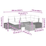 vidaXL Ensemble de canapé de jardin de 7 pièces avec coussins noir poly rotin acacia