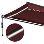 vidaXL Auvent rétractable automatique avec LED bordeaux 450x300 cm