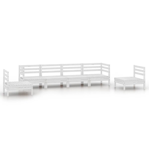 vidaXL Salon de jardin 6 Pièces Blanc Bois de pin massif