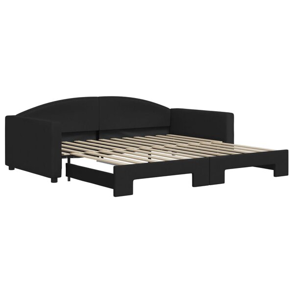 vidaXL Lit de jour avec lit gigogne noir 100x200 cm tissu