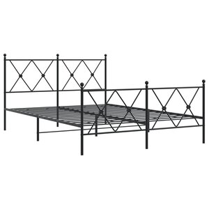 vidaXL Cadre de lit métal avec tête de lit/pied de lit noir 140x190 cm