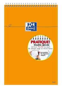 Bloc-notes à spirale 80 feuilles A4+ 210 x 315 mm quadrillé 80g OXFORD