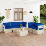 vidaXL Salon de jardin palette 6 Pièces avec coussins bois d'épicéa