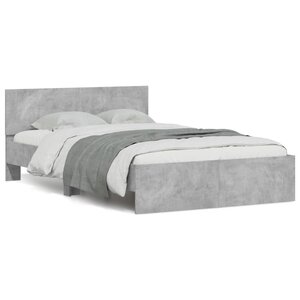 vidaXL Cadre de lit avec tête de lit gris béton 120x190 cm