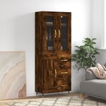 vidaXL Buffet haut Chêne fumé 69 5x34x180 cm Bois d'ingénierie