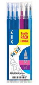 Set de 6 recharges frixion ball bls-fr7 (3 bleu + 1 rose + 1 violet + 1 turquoise) x 12 pilot