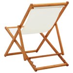 vidaXL Chaise pliable de plage bois d'eucalyptus et tissu blanc crème