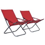 vidaXL Chaises pliables de plage 2 Pièces Tissu Rouge