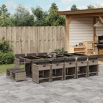 vidaXL Ensemble à manger de jardin 15 Pièces coussins gris résine tressée