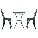 Ensemble bistro de jardin 3 pièces vidaXL vert en alu moulé