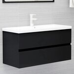 vidaXL Armoire d'évier avec lavabo intégré noir bois d'ingénierie