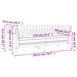 vidaXL Canapé Chesterfield 3 places gris foncé tissu