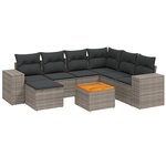 vidaXL Salon de jardin 8 Pièces avec coussins gris résine tressée