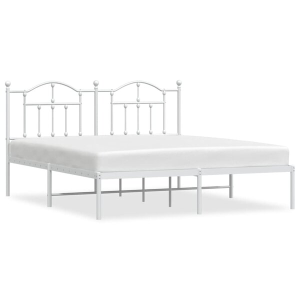 vidaXL Cadre de lit métal avec tête de lit blanc 183x213 cm