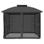 vidaXL Tonnelle avec double toit et parois en filet anthracite acier