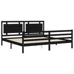 vidaXL Cadre de lit avec tête de lit noir 200x200 cm bois massif