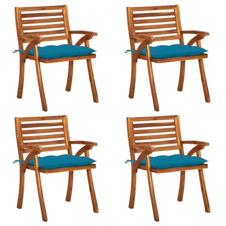 vidaXL Chaises de jardin avec coussins 4 Pièces Bois de teck solide