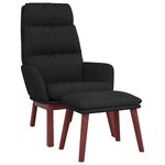 vidaXL Chaise de relaxation avec tabouret Noir Tissu