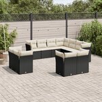 vidaXL Salon de jardin 11 Pièces avec coussins noir résine tressée