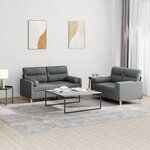 vidaXL Ensemble de canapés 2 Pièces coussins gris foncé tissu