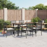 vidaXL Ensemble à manger de jardin coussins 7Pièces Noir Résine tressée