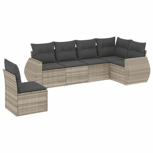 vidaXL Salon de jardin 6 Pièces avec coussins gris clair résine tressée