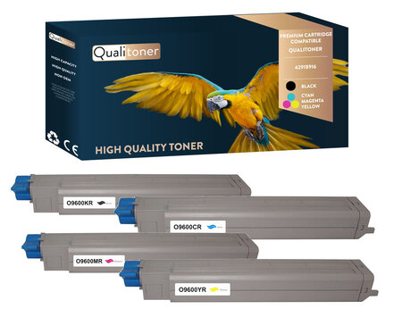 Qualitoner x4 toners 42918916 (noir + cyan + magenta + jaune) compatible pour oki