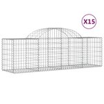 vidaXL Paniers à gabions arqués 15 Pièces 200x50x60/80 cm fer galvanisé