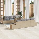 vidaXL Ensemble de canapé de jardin 7 pièces avec coussins en poly rotin beige