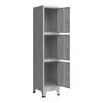Casier de bureau armoire meuble de rangement pour bureau atelier chambre acier métallique avec 3 portes acier laqué 180 x 38 x 45 cm gris 03_0006347