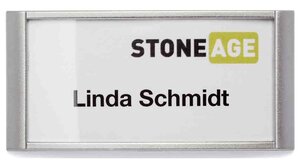 Pack 10 Badges CLASSIC Magnétique 65 x 25 mm Cadre Argent DURABLE