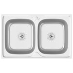 vidaXL Évier de cuisine à double lavabo argenté 800x500x155 mm inox