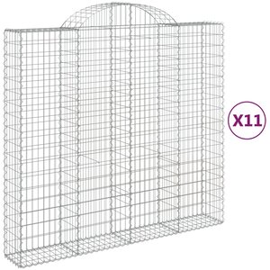vidaXL Paniers à gabions arqués 11 Pièces 200x50x180/200 cm Fer galvanisé