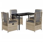 vidaXL Ensemble à manger de jardin avec coussins 5Pièces Beige poly rotin