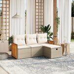 vidaXL Salon de jardin avec coussins 4 Pièces beige résine tressée