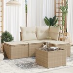 vidaXL Salon de jardin avec coussins 5 Pièces beige résine tressée