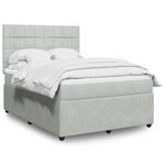 vidaXL Sommier à lattes de lit et matelas Gris clair 140x190cm Velours