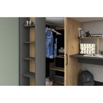 Lit combiné mezzanine enfant chêne et gris - Sommier inclus - 90 x 200 cm