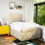 vidaXL Sommier à lattes de lit avec matelas crème 120x190 cm tissu