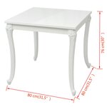 vidaXL Table à manger 80x80x76 cm blanc brillant