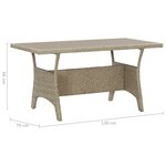 vidaXL Table de jardin Gris 130x70x66 cm Résine tressée