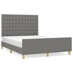 vidaXL Cadre de lit avec tête de lit Gris foncé 140x190 cm Tissu